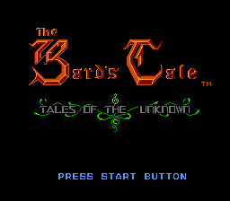 Bard's Tale title screen for Famicom